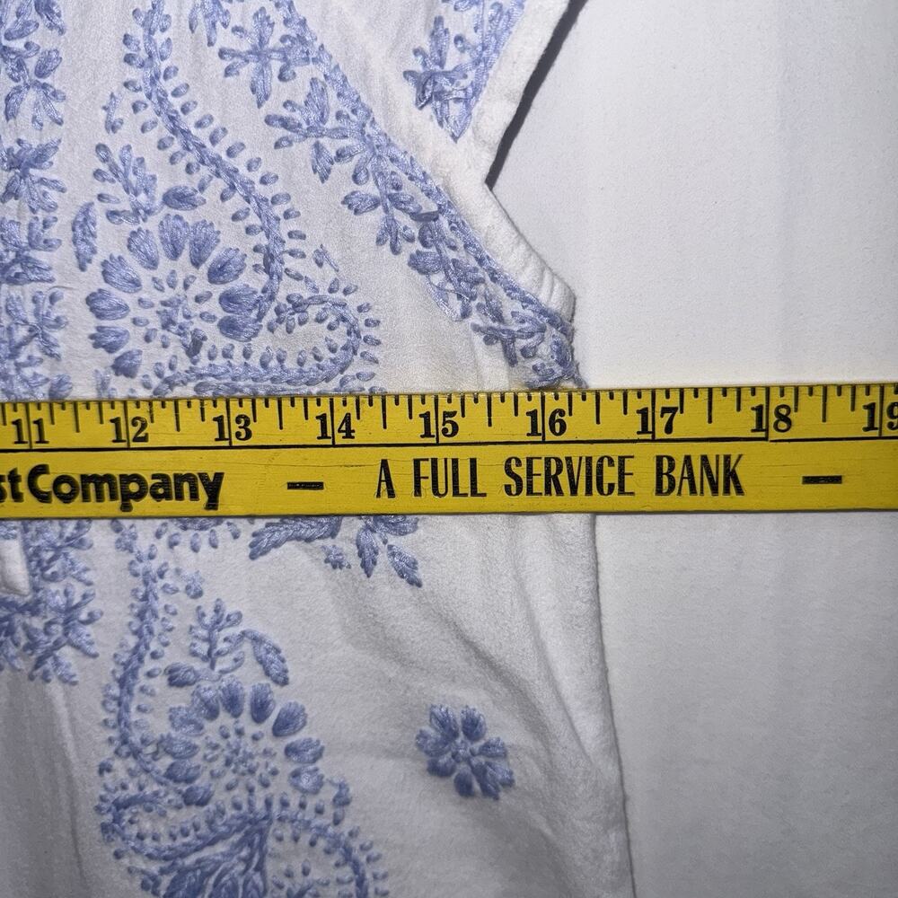 Roller Rabbit Faith Embroidered Dress White Blue Cottagecore Prairie Boho Sz XXS - Picture 7 of 9
